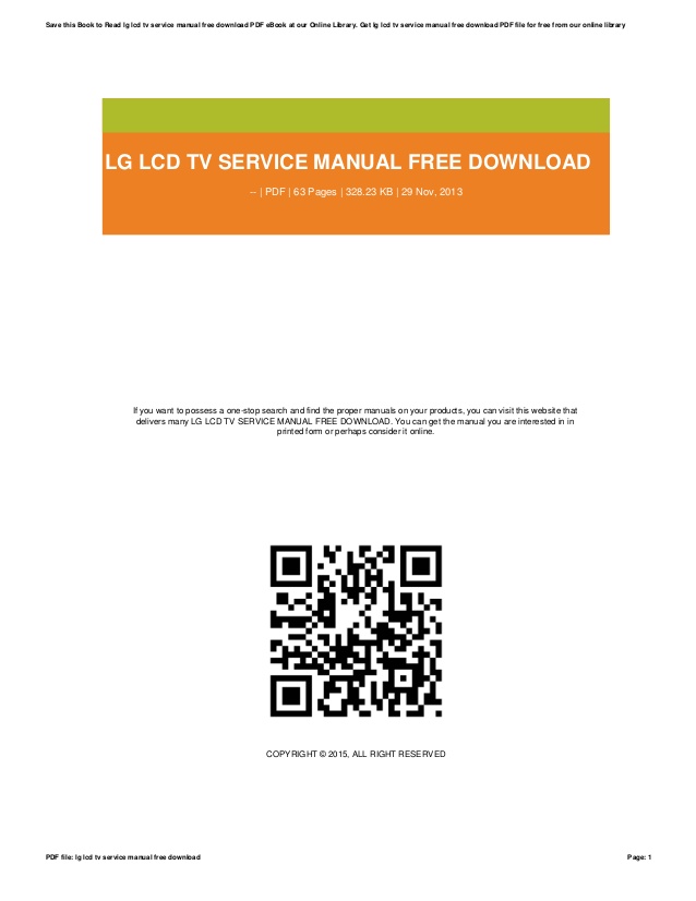 Lg tv service manual pdf free download